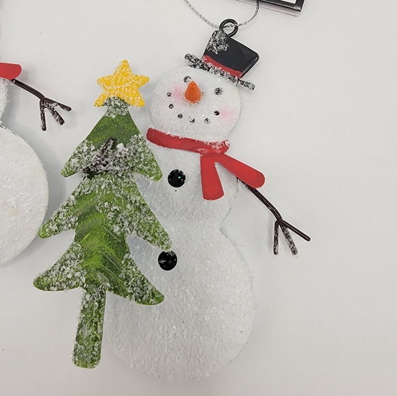 New Metal Snowman Ornaments Retro Tin Set of 3 - Picture 4 of 4